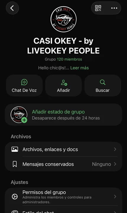 Grupo de WhatsApp Casi Okey, 120 miembros